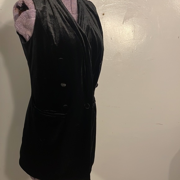Black Shimmer Velvet Vest, Layered Tunic Shrug Look, size medium - Picture 3 of 7